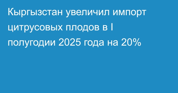Кыргызстан увеличил импорт цитрусовых плодов в I полугодии 2025 года на 20%