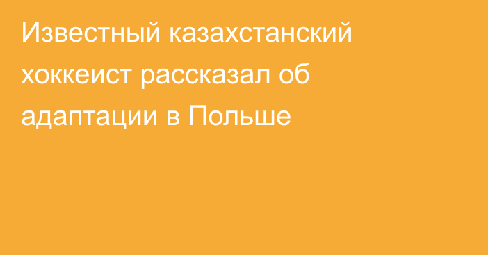 Известный казахстанский хоккеист рассказал об адаптации в Польше