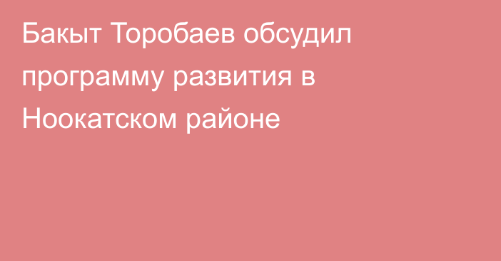 Бакыт Торобаев обсудил программу развития в Ноокатском районе