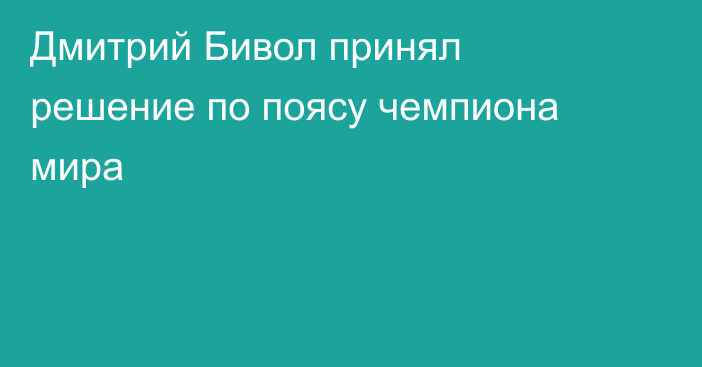 Дмитрий Бивол принял решение по поясу чемпиона мира