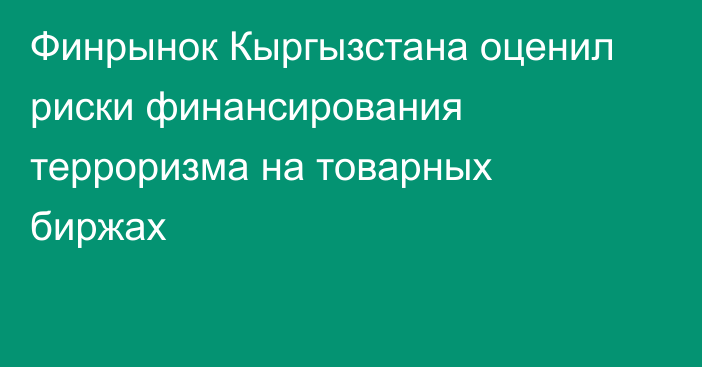 Финрынок Кыргызстана оценил риски финансирования терроризма на товарных биржах