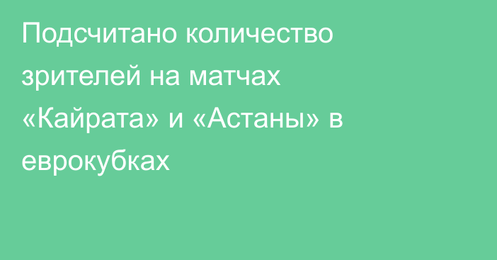 Подсчитано количество зрителей на матчах «Кайрата» и «Астаны» в еврокубках