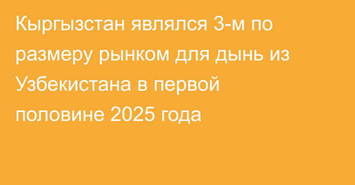 Кыргызстан являлся 3-м по размеру рынком для дынь из Узбекистана в первой половине 2025 года