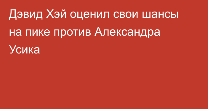 Дэвид Хэй оценил свои шансы на пике против Александра Усика