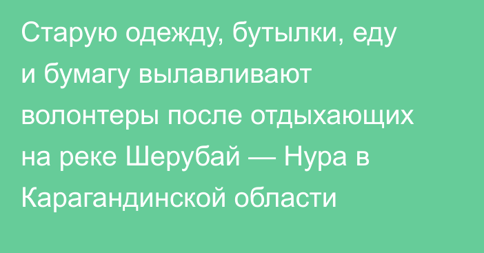 Старую одежду, бутылки, еду и бумагу вылавливают волонтеры после отдыхающих на реке Шерубай — Нура в Карагандинской области