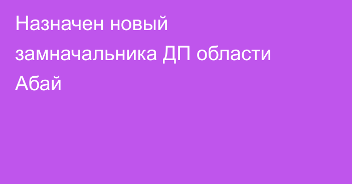 Назначен новый замначальника ДП области Абай