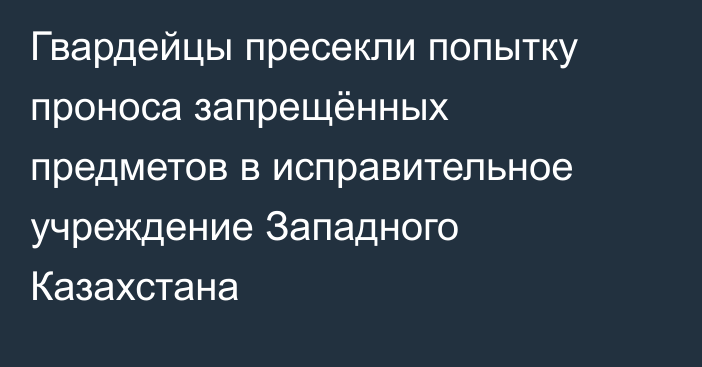 Гвардейцы пресекли попытку проноса запрещённых предметов в исправительное учреждение Западного Казахстана