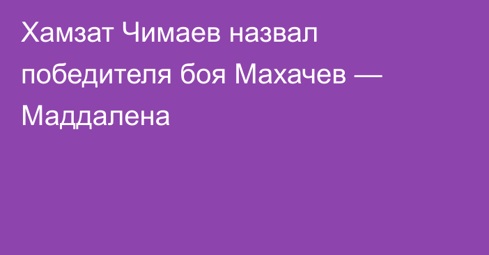 Хамзат Чимаев назвал победителя боя Махачев — Маддалена