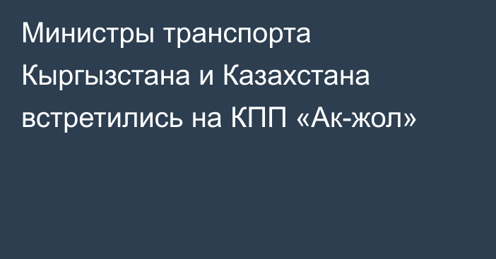 Министры транспорта Кыргызстана и Казахстана встретились на КПП «Ак-жол» 