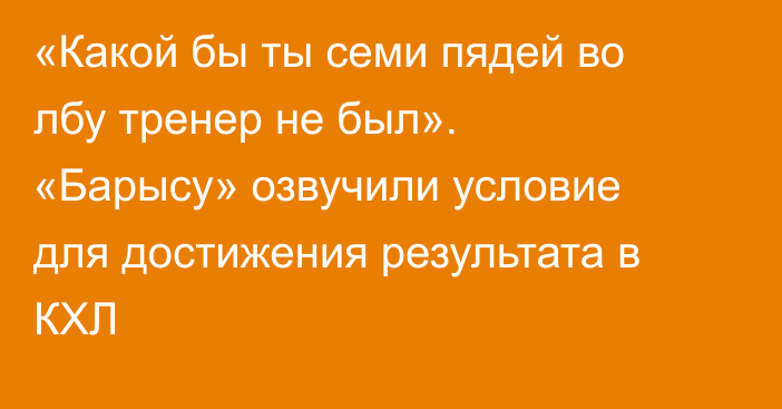 «Какой бы ты семи пядей во лбу тренер не был». «Барысу» озвучили условие для достижения результата в КХЛ