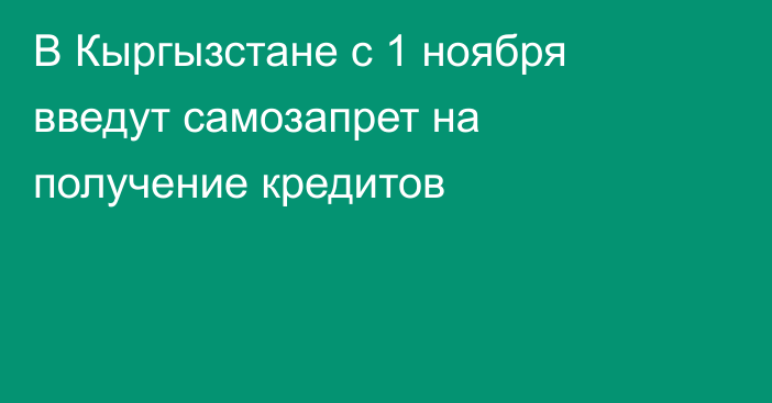 В Кыргызстане с 1 ноября введут самозапрет на получение кредитов
