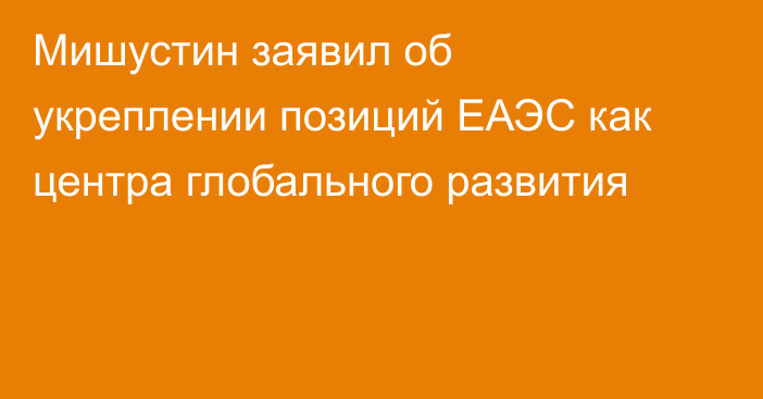 Мишустин заявил об укреплении позиций ЕАЭС как центра глобального развития