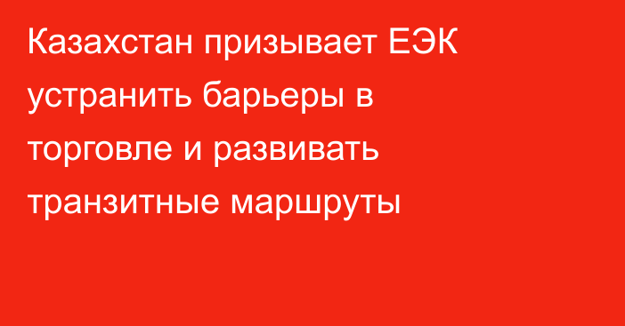 Казахстан призывает ЕЭК устранить барьеры в торговле и развивать транзитные маршруты