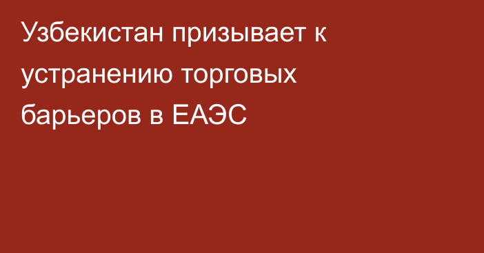 Узбекистан призывает к устранению торговых барьеров в ЕАЭС