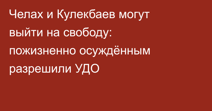 Челах и Кулекбаев могут выйти на свободу: пожизненно осуждённым разрешили УДО