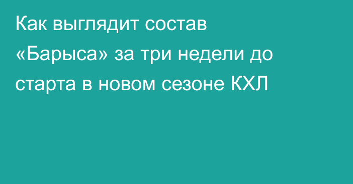 Как выглядит состав «Барыса» за три недели до старта в новом сезоне КХЛ