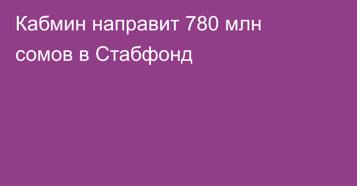 Кабмин направит 780 млн сомов в Стабфонд