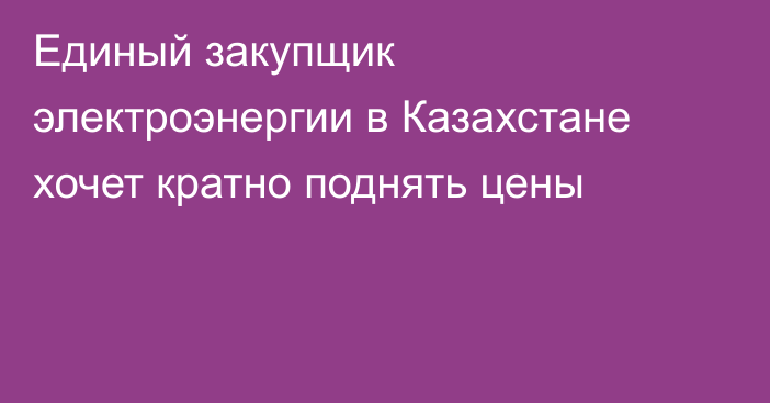 Единый закупщик электроэнергии в Казахстане хочет кратно поднять цены