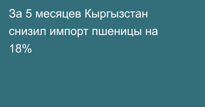 За 5 месяцев Кыргызстан снизил импорт пшеницы на 18%