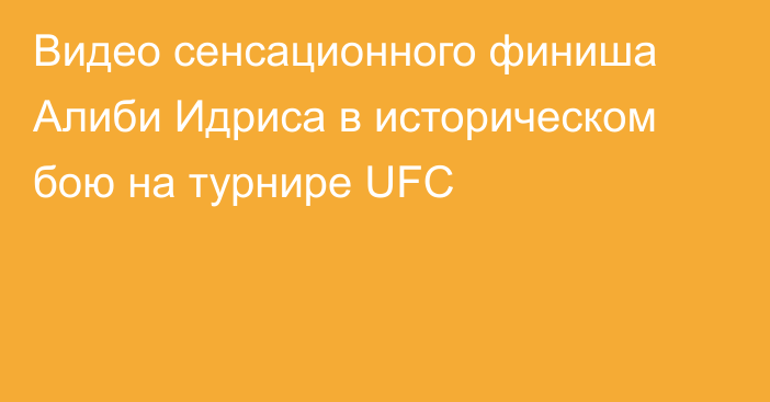 Видео сенсационного финиша Алиби Идриса в историческом бою на турнире UFC