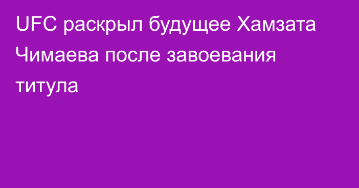UFC раскрыл будущее Хамзата Чимаева после завоевания титула