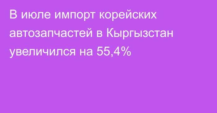 В июле импорт корейских автозапчастей в Кыргызстан увеличился на 55,4%