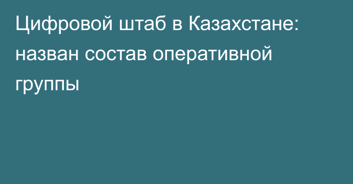 Цифровой штаб в Казахстане: назван состав оперативной группы