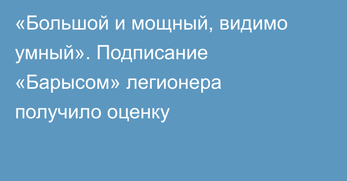 «Большой и мощный, видимо умный». Подписание «Барысом» легионера получило оценку
