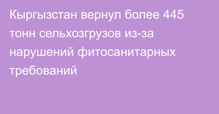 Кыргызстан вернул более 445 тонн сельхозгрузов из-за нарушений фитосанитарных требований