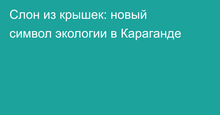 Слон из крышек: новый символ экологии в Караганде