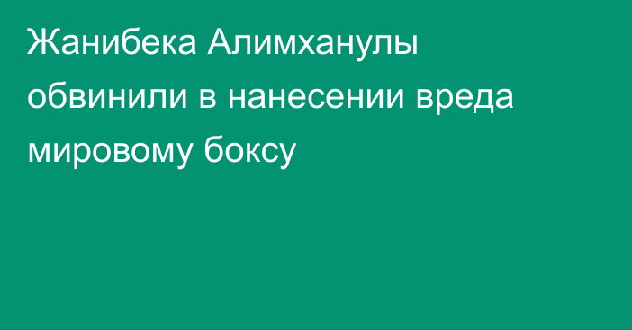 Жанибека Алимханулы обвинили в нанесении вреда мировому боксу