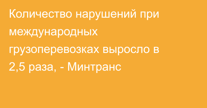 Количество нарушений при международных грузоперевозках выросло в 2,5 раза, - Минтранс