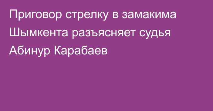 Приговор стрелку в замакима Шымкента разъясняет судья Абинур Карабаев