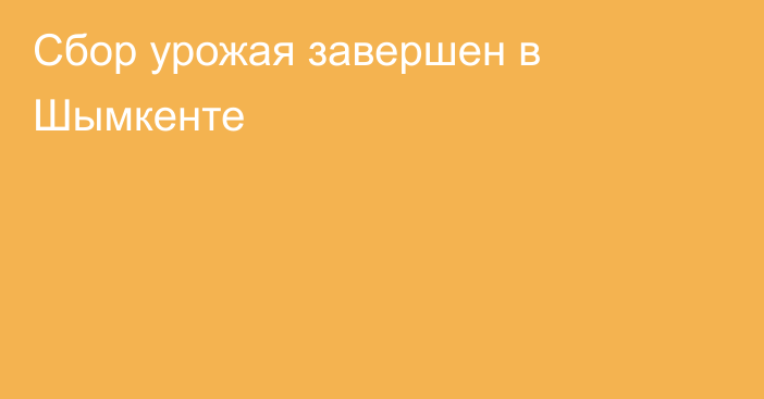 Сбор урожая завершен в Шымкенте