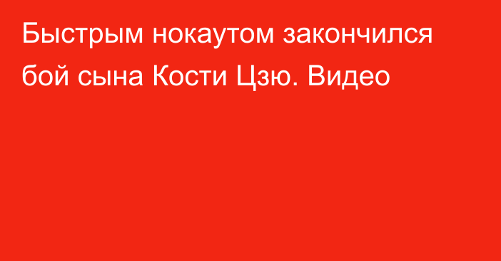 Быстрым нокаутом закончился бой сына Кости Цзю. Видео