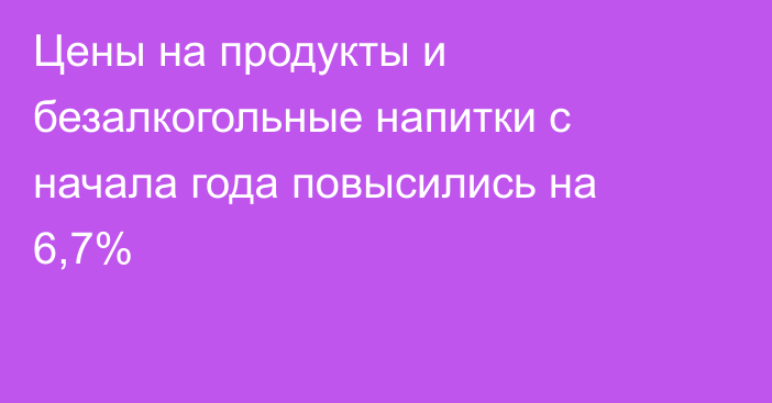 Цены на продукты и безалкогольные напитки с начала года повысились на 6,7%