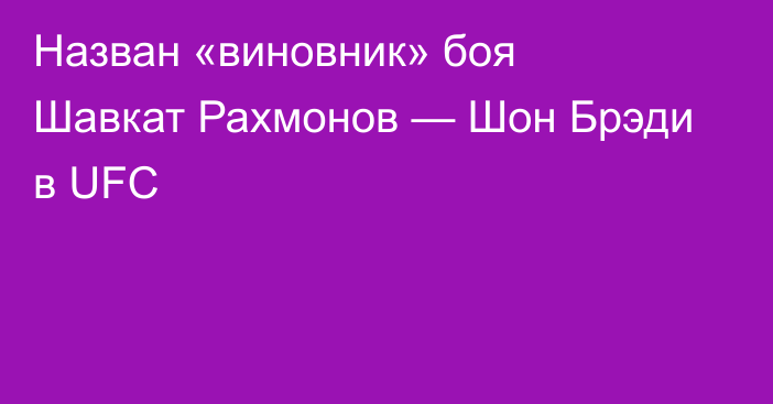 Назван «виновник» боя Шавкат Рахмонов — Шон Брэди в UFC