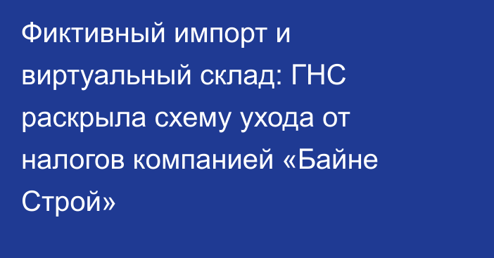 Фиктивный импорт и виртуальный склад: ГНС раскрыла схему ухода от налогов компанией «Байне Строй»