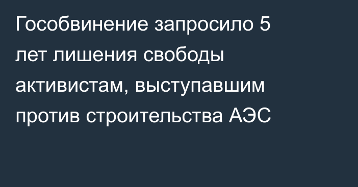 Гособвинение запросило 5 лет лишения свободы активистам, выступавшим против строительства АЭС