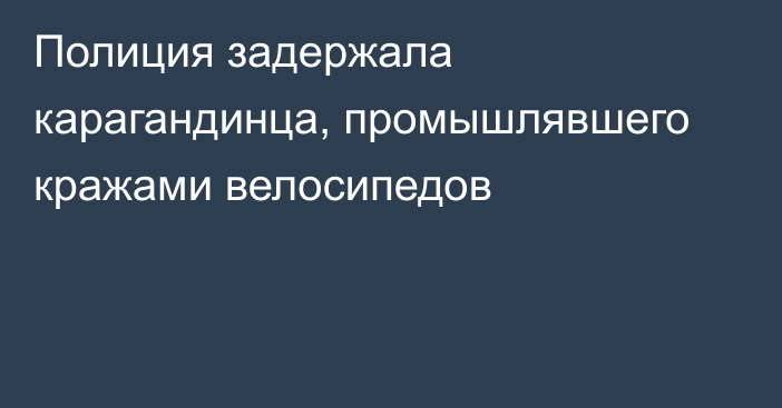Полиция задержала карагандинца, промышлявшего кражами велосипедов