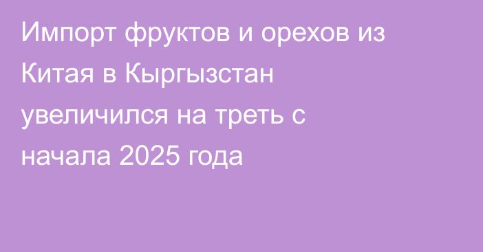 Импорт фруктов и орехов из Китая в Кыргызстан увеличился на треть с начала 2025 года