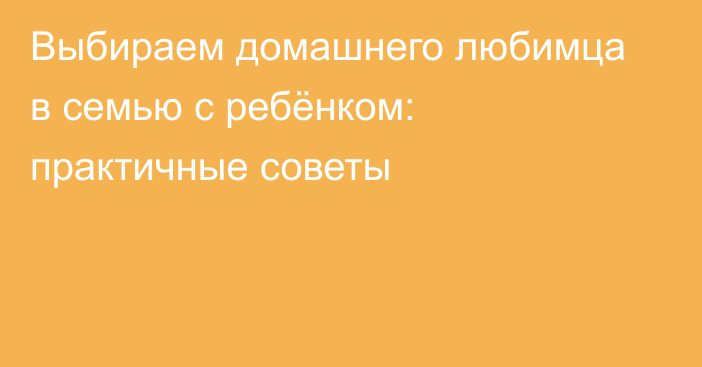 Выбираем домашнего любимца в семью с ребёнком: практичные советы