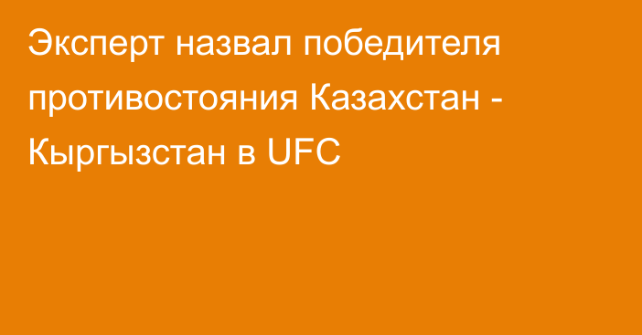 Эксперт назвал победителя противостояния Казахстан - Кыргызстан в UFC