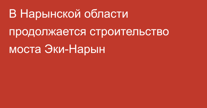 В Нарынской области продолжается строительство моста Эки-Нарын