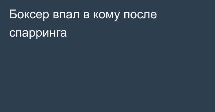 Боксер впал в кому после спарринга