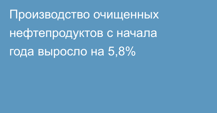 Производство очищенных нефтепродуктов с начала года выросло на 5,8%