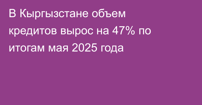 В Кыргызстане объем кредитов вырос на 47% по итогам мая 2025 года
