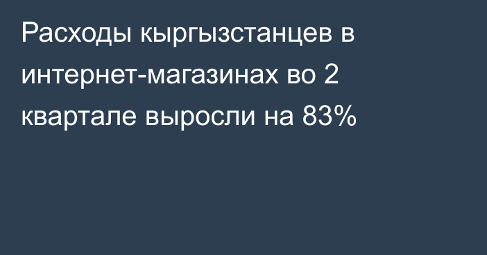 Расходы кыргызстанцев в интернет-магазинах во 2 квартале выросли на 83%