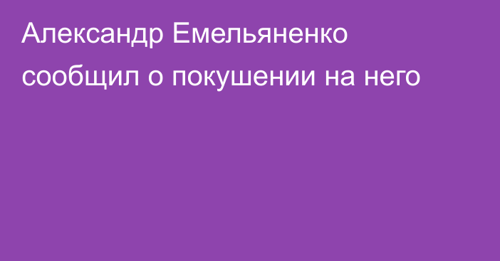 Александр Емельяненко сообщил о покушении на него