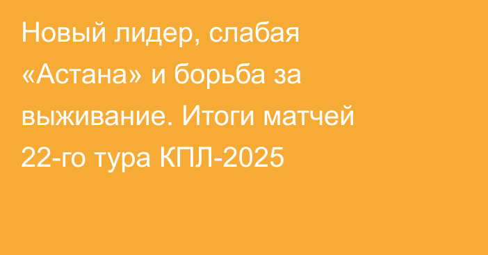 Новый лидер, слабая «Астана» и борьба за выживание. Итоги матчей 22-го тура КПЛ-2025